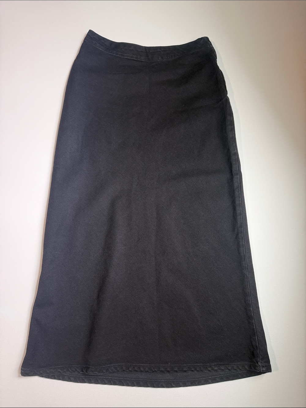 Zara Women’s Black Denim Maxi Skirt with Clean A-Line Silhouette XS